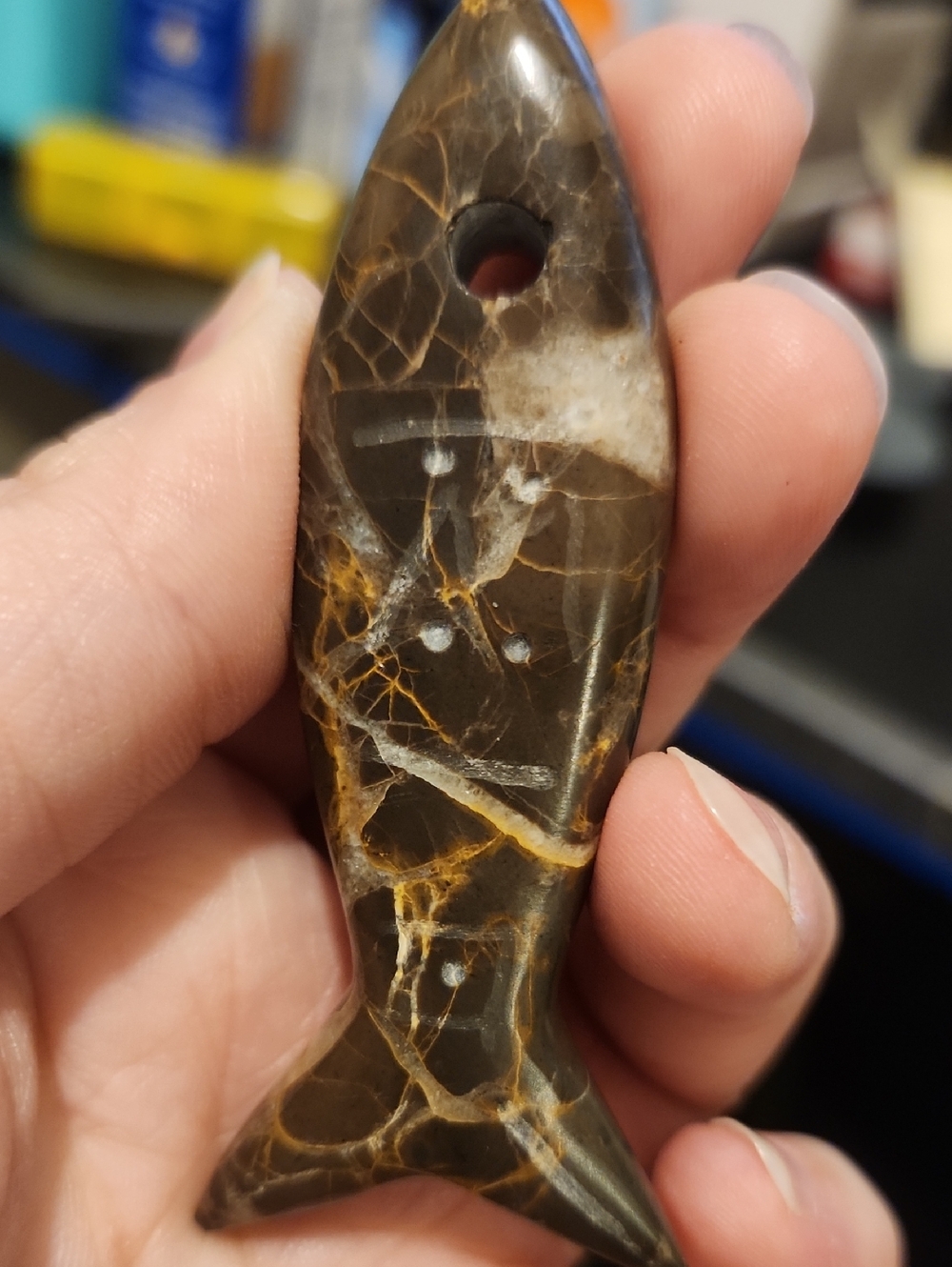 Handcrafted Septarian Fish w/Runes